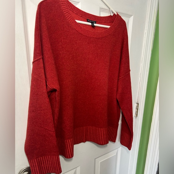 Eileen Fisher Womens Cashmere Wool Sweater Size XL Red Orange Crewneck Soft - Picture 2 of 11